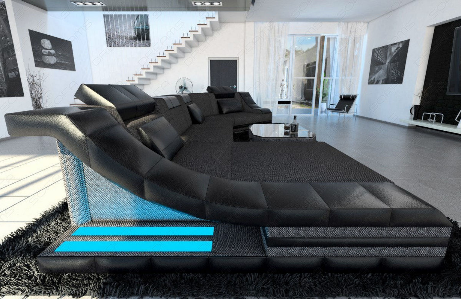 Polster Wohnlandschaft Turino C-Form mit LED