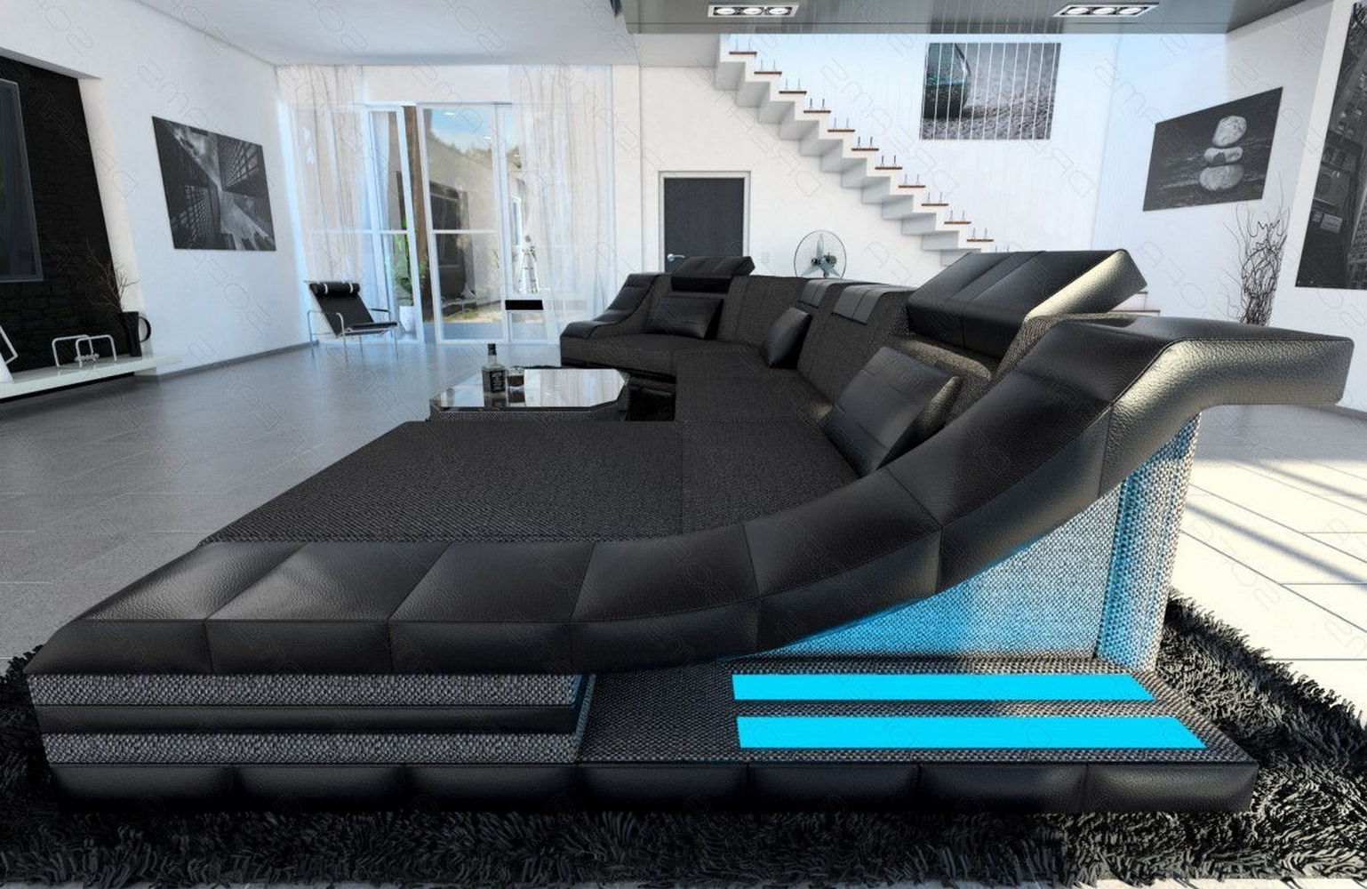 Polster Wohnlandschaft Turino C-Form mit LED