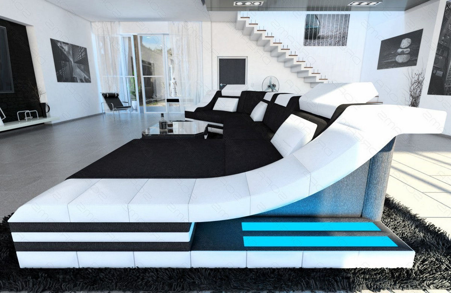 Polster Wohnlandschaft Turino C-Form mit LED