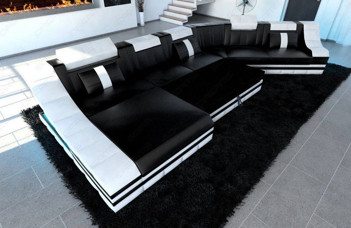 Polster Wohnlandschaft Turino CL mit LED Schwarz-Schwarz