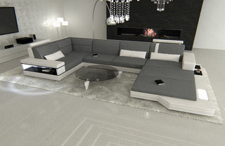Stoff Wohnlandschaft Messana U-Form Grau-Weiß