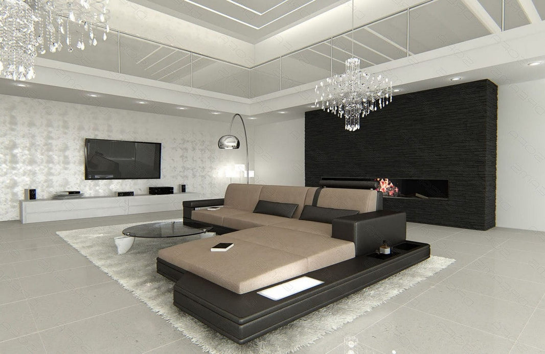 Couch Messana L-Form in Stoff