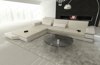 Couch Messana L-Form in Stoff Elfenbein-Weiß
