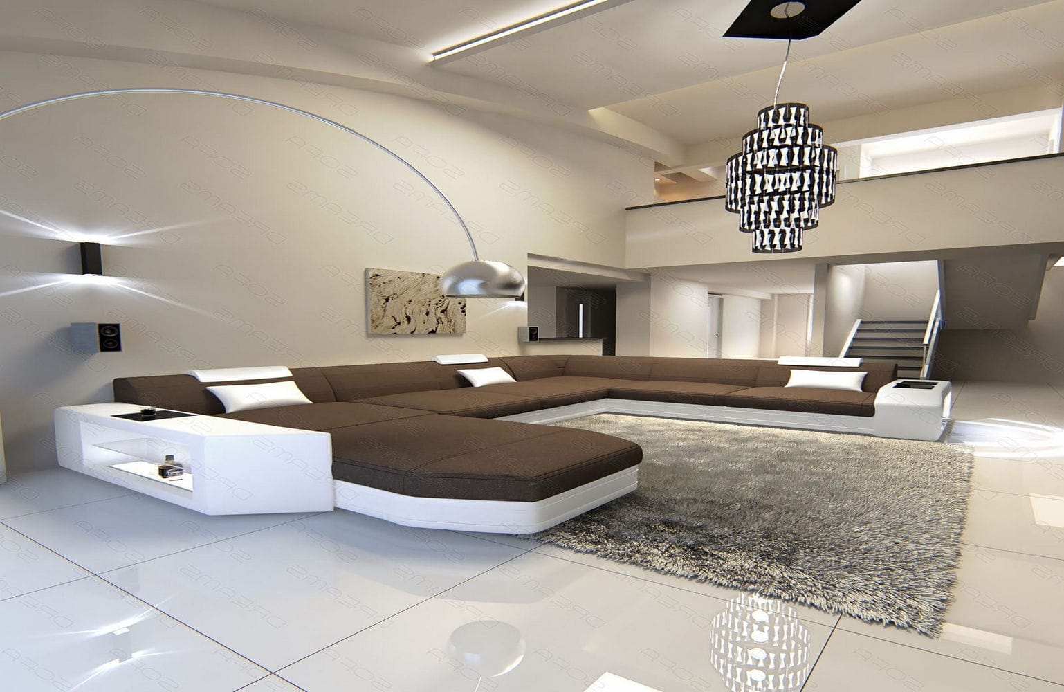 Stoff-Wohnlandschaft Materialmix Prato XXL