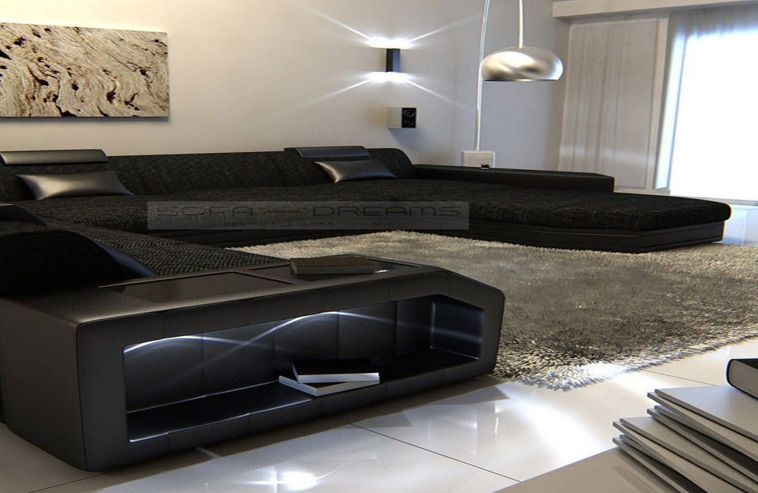 Stoff-Wohnlandschaft Materialmix Prato XXL