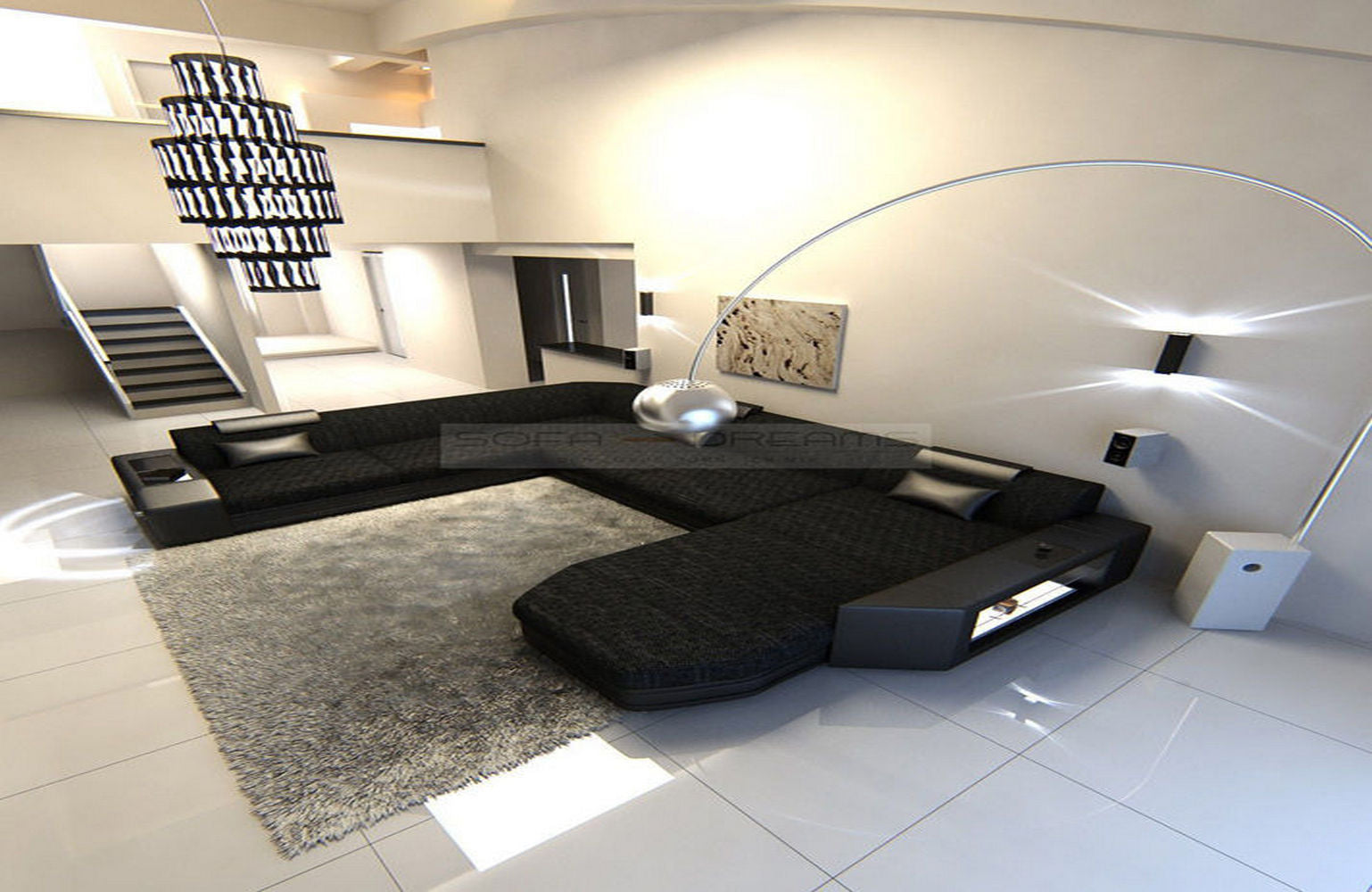Stoff-Wohnlandschaft Materialmix Prato XXL