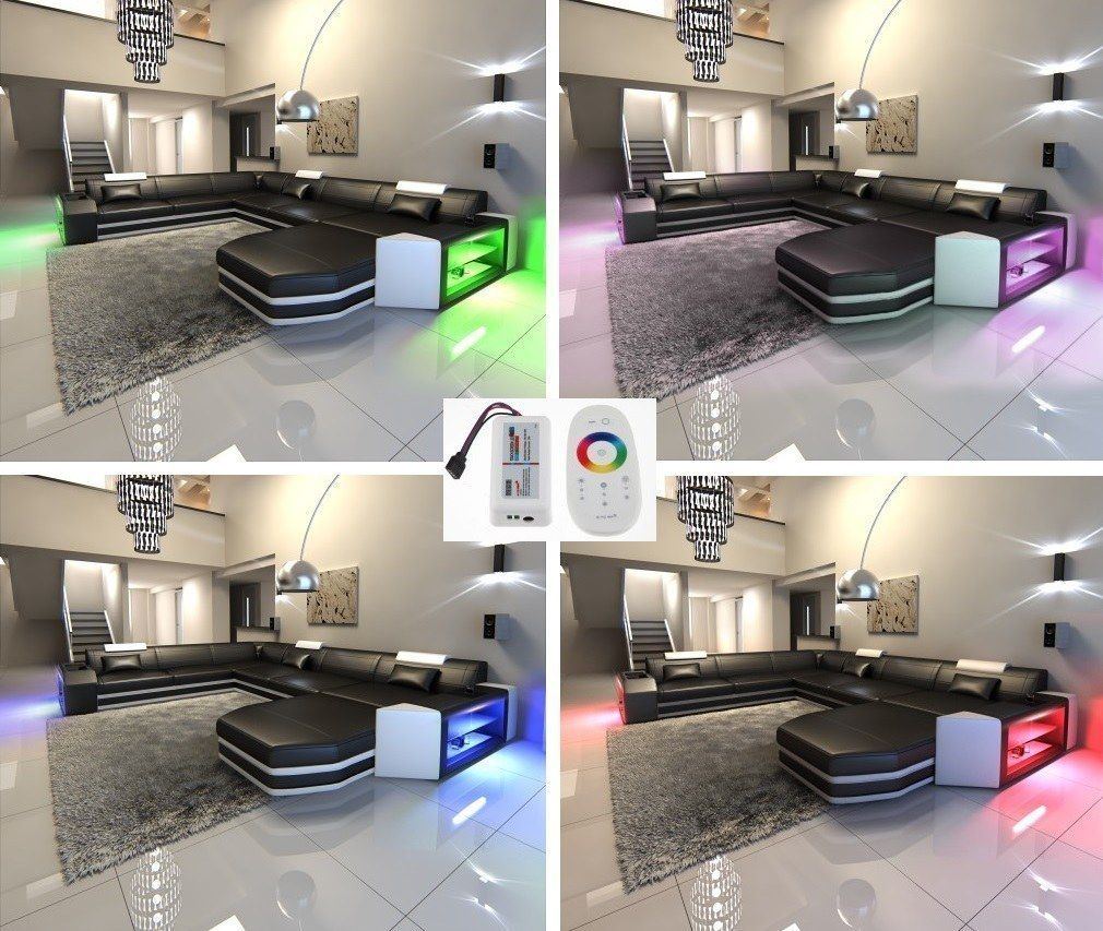 Stoff-Wohnlandschaft Materialmix Prato XXL