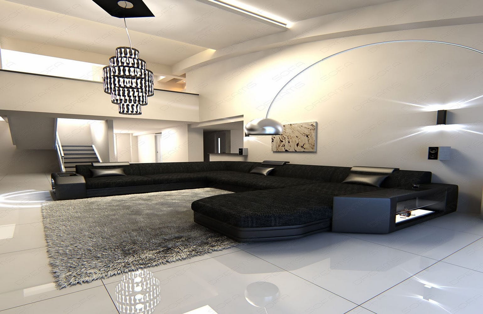 Stoff-Wohnlandschaft Materialmix Prato XXL