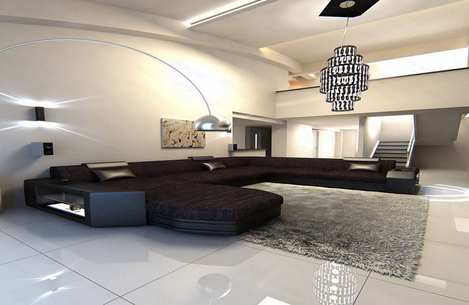 Stoff-Wohnlandschaft Materialmix Prato XXL