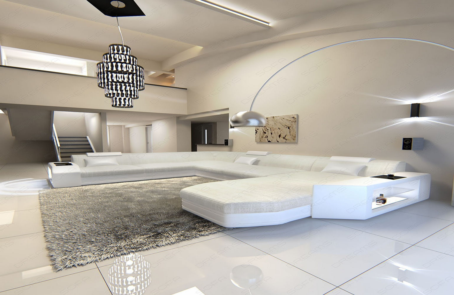 Stoff-Wohnlandschaft Materialmix Prato XXL