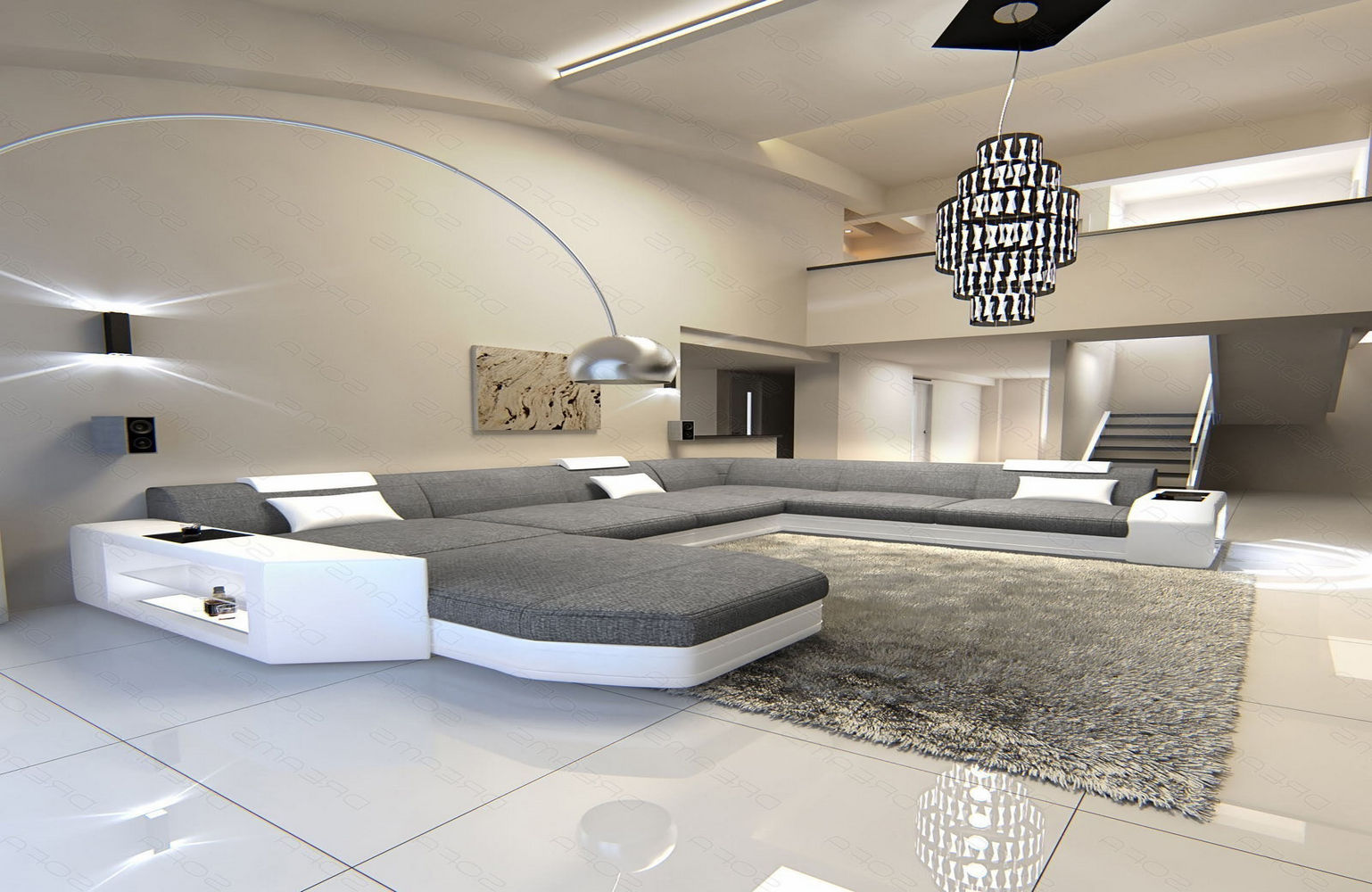 Stoff-Wohnlandschaft Materialmix Prato XXL