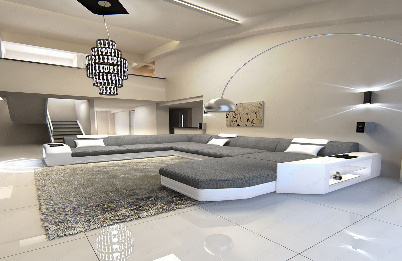 Stoff-Wohnlandschaft Materialmix Prato XXL