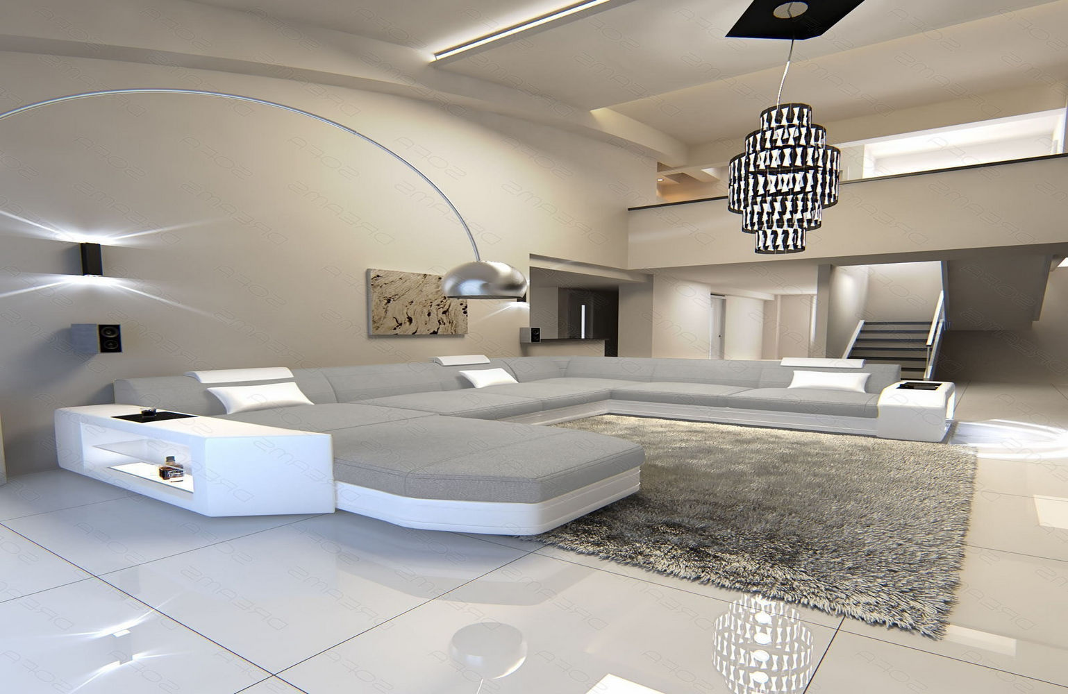 Stoff-Wohnlandschaft Materialmix Prato XXL