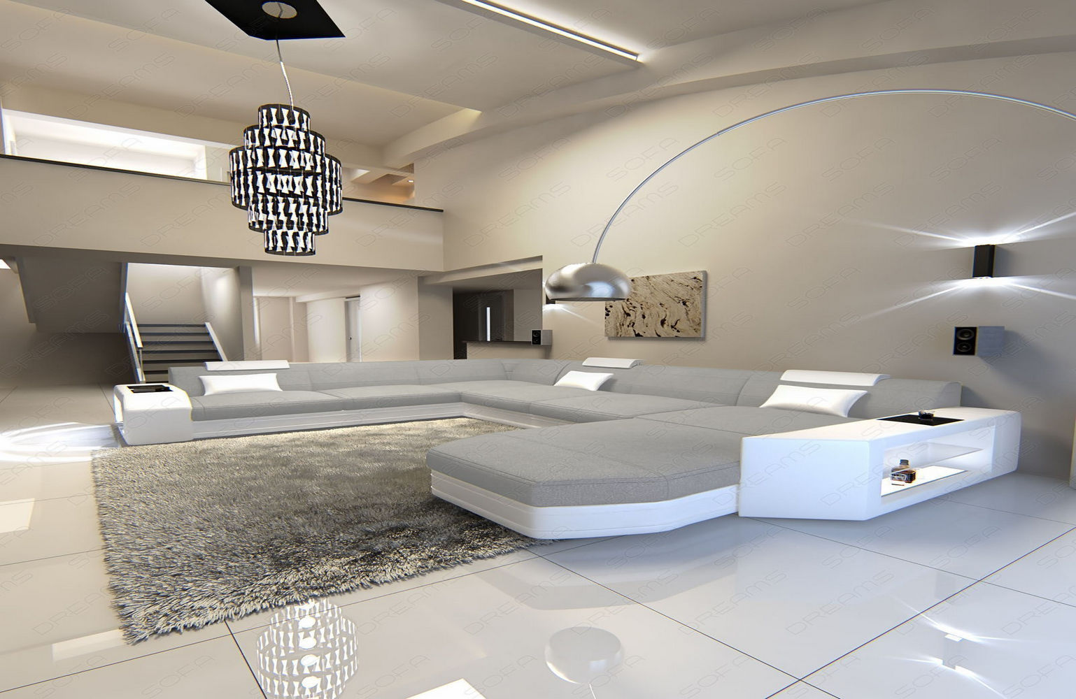 Stoff-Wohnlandschaft Materialmix Prato XXL