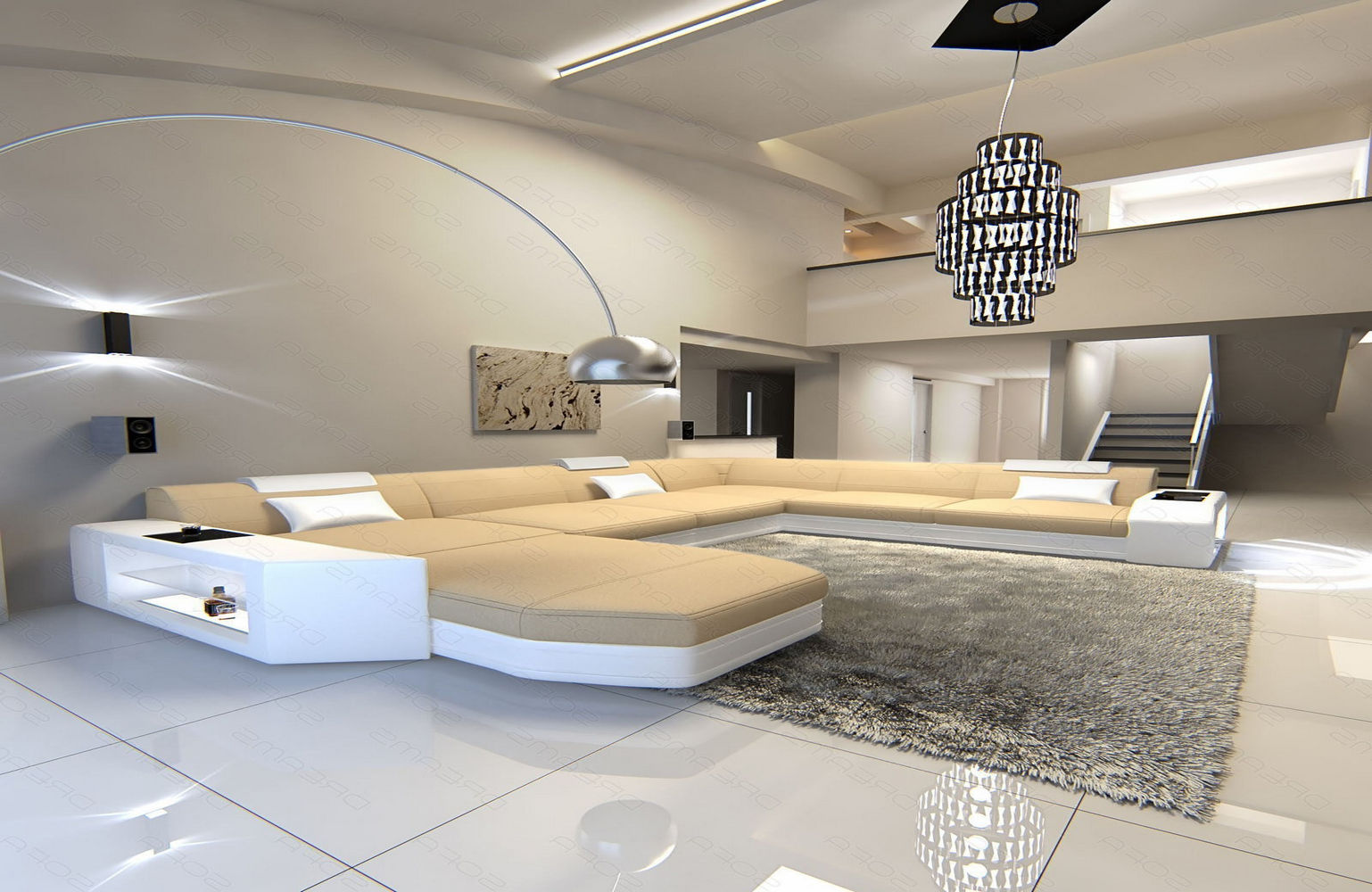 Stoff-Wohnlandschaft Materialmix Prato XXL