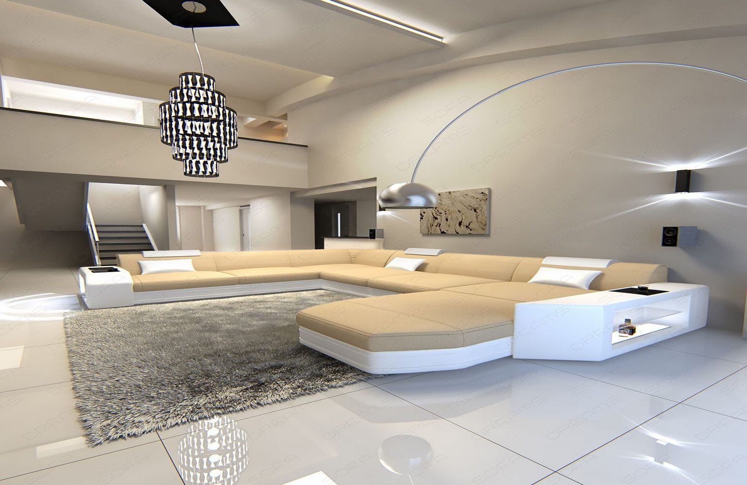 Stoff-Wohnlandschaft Materialmix Prato XXL