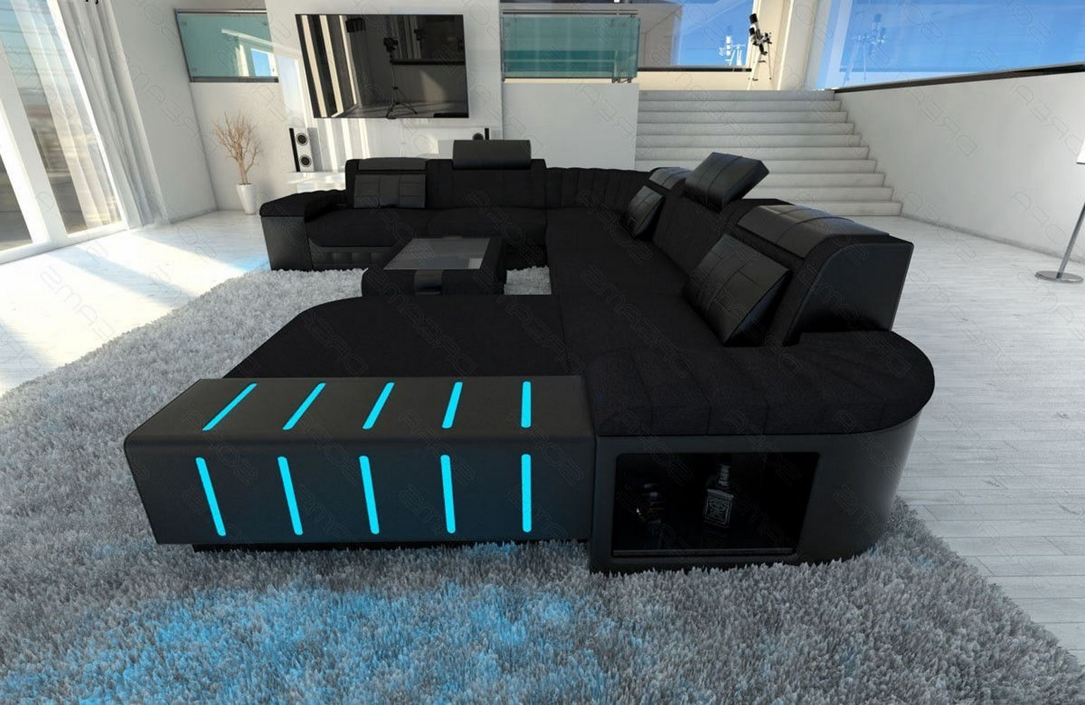 Mega Stoff-Wohnlandschaft Bellagio XXL mit LED