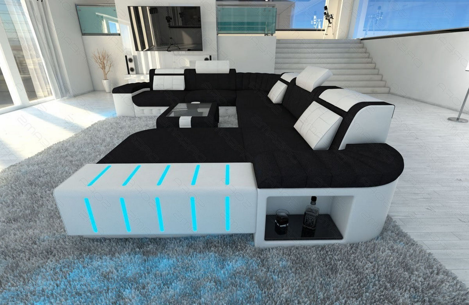 Mega Stoff-Wohnlandschaft Bellagio XXL mit LED