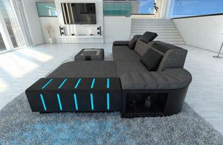 Ecksofa Bellagio L-Form aus Stoff Grau-Schwarz