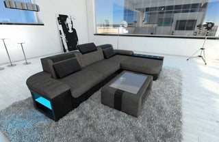 Ecksofa Bellagio L-Form aus Stoff Grau-Schwarz