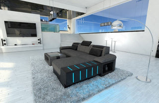 Ecksofa Bellagio L-Form aus Stoff Grau-Schwarz