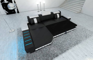 Ecksofa Bellagio L-Form aus Stoff Grau-Schwarz