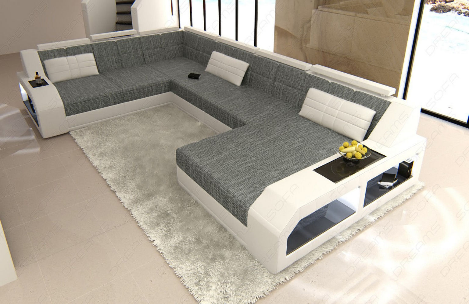Stoff Wohnlandschaft Matera XXL Materialmix