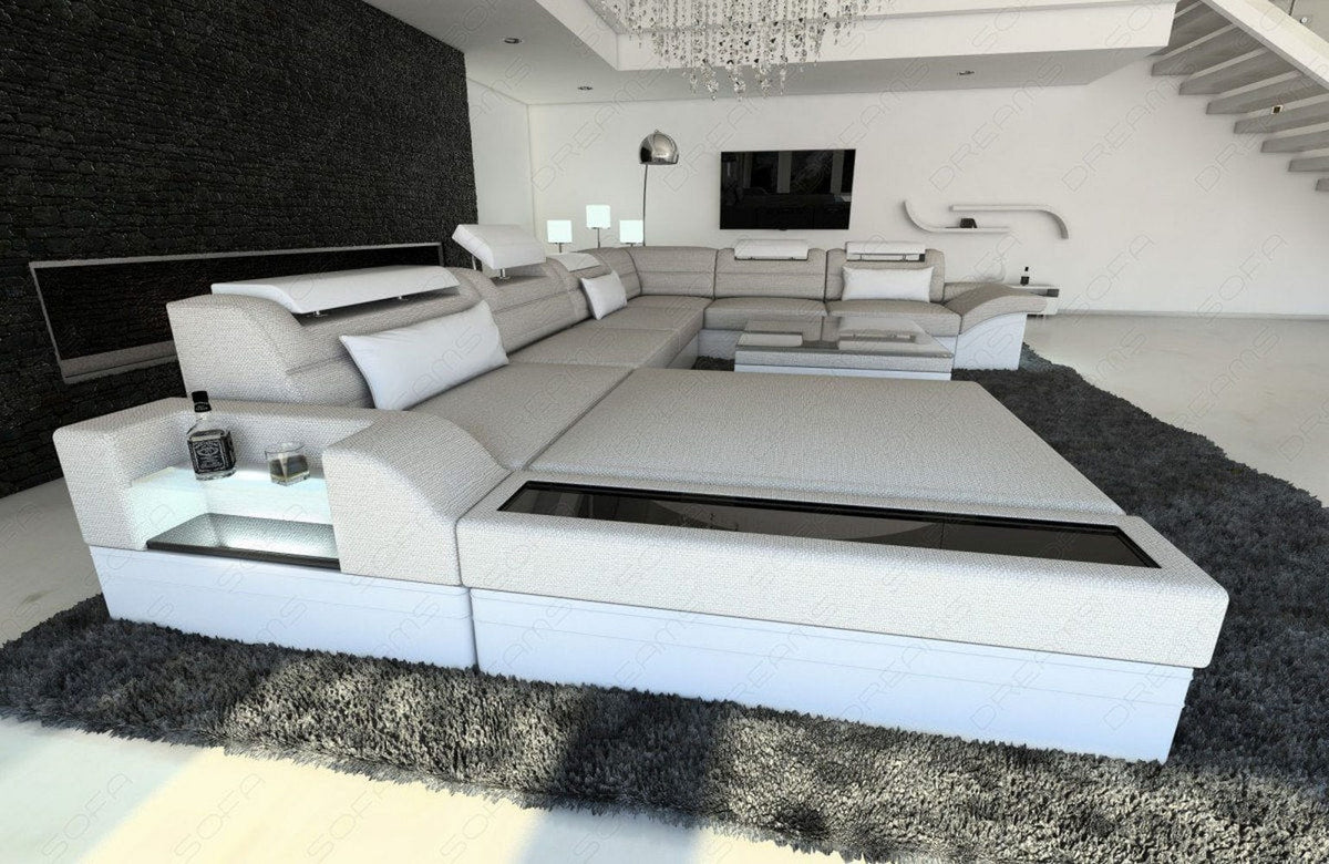 Wohnlandschaft Mezzo XXL U-Form in Stoff Macchiato-Weiß