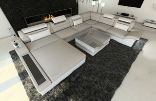Wohnlandschaft Mezzo XXL U-Form in Stoff Macchiato-Weiß