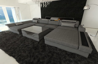 Couchlandschaft Monza U-Form in Stoff Grau-Grau