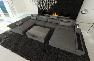Couchlandschaft Monza U-Form in Stoff Grau-Grau