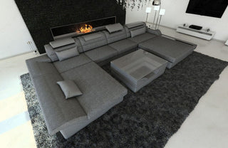 Couchlandschaft Monza U-Form in Stoff Grau-Grau