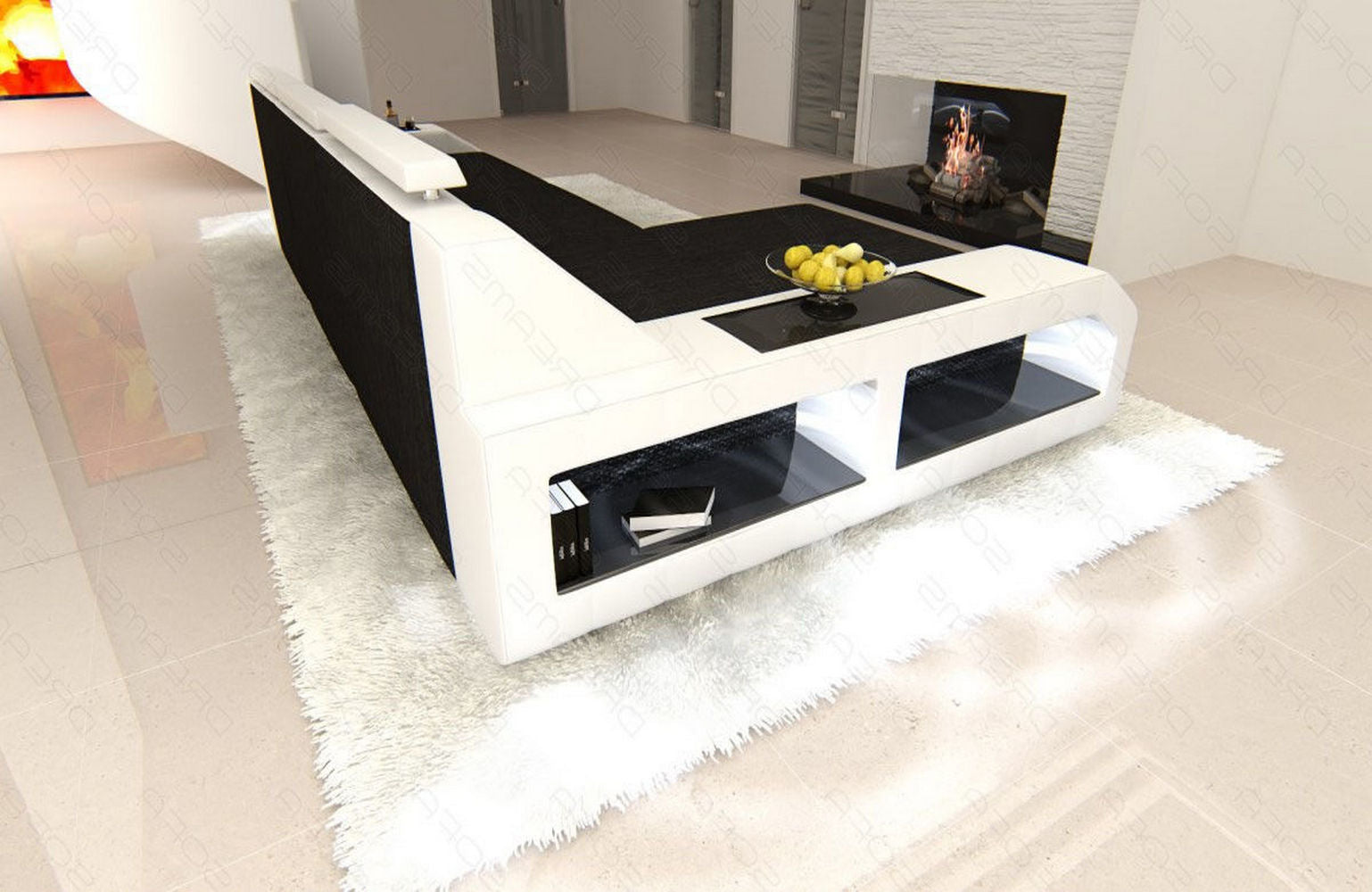 Polster-Couch Arezzo L-Form mit LED-Beleuchtung