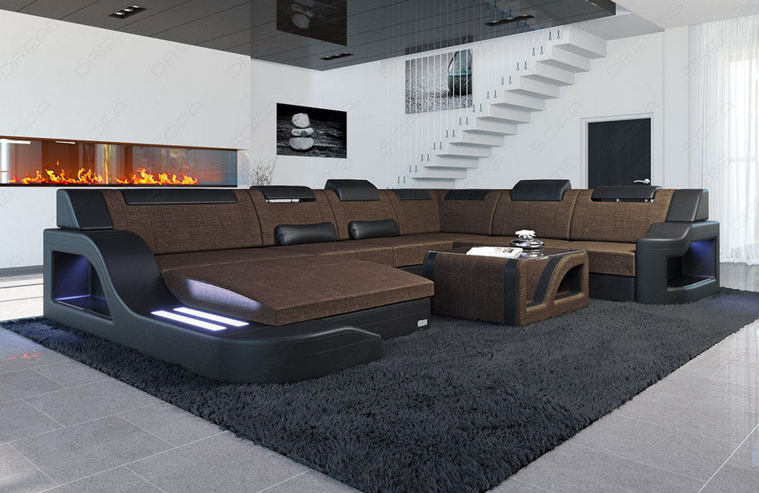 XXL Stoff Wohnlandschaft Palermo U-Form