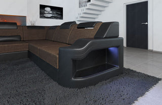 XXL Stoff Wohnlandschaft Palermo U-Form Braun-Schwarz