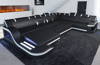 XXL Stoff Wohnlandschaft Palermo U-Form Braun-Schwarz