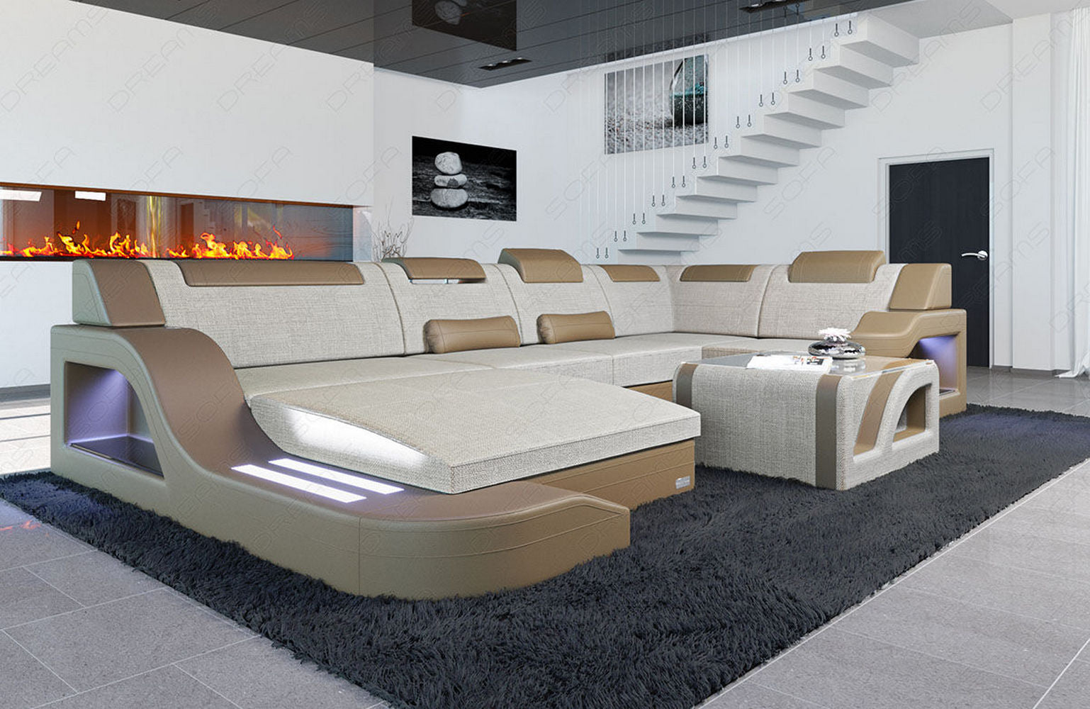 New Look Stoff-Wohnlandschaft Palermo LED