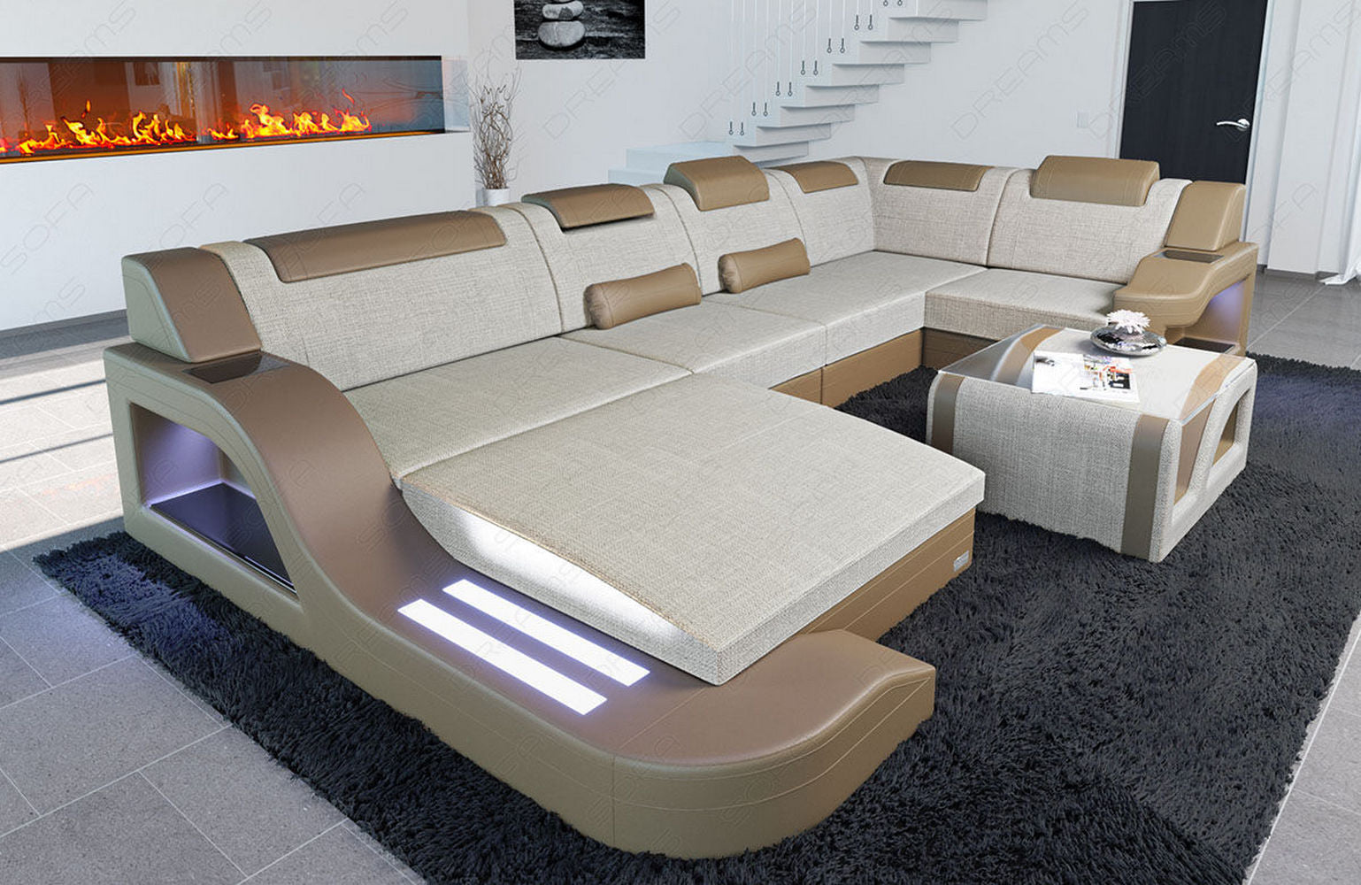 New Look Stoff-Wohnlandschaft Palermo LED