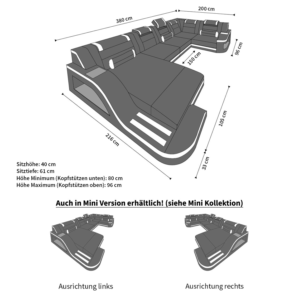 New Look Stoff-Wohnlandschaft Palermo LED
