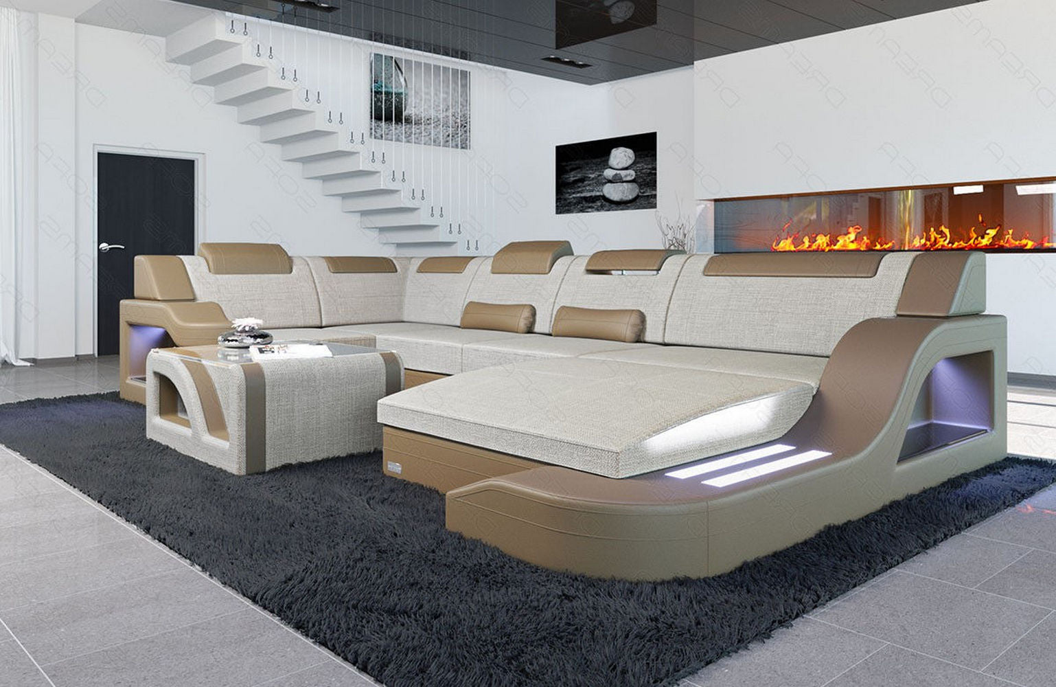 New Look Stoff-Wohnlandschaft Palermo LED