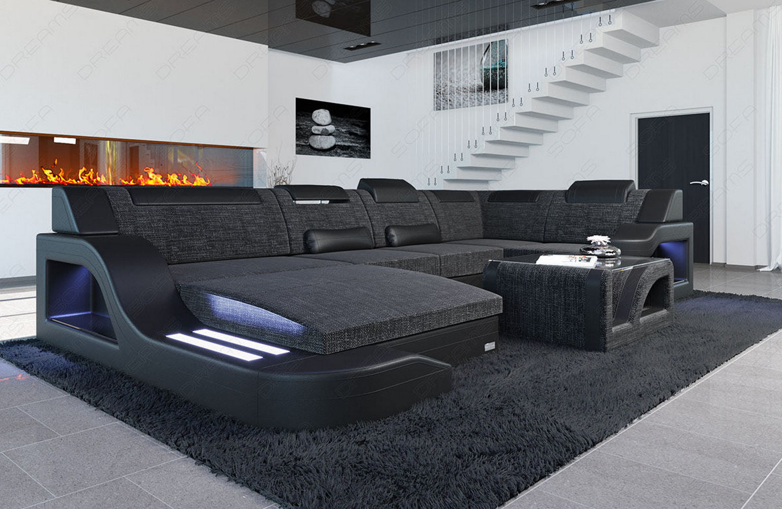 New Look Stoff-Wohnlandschaft Palermo LED