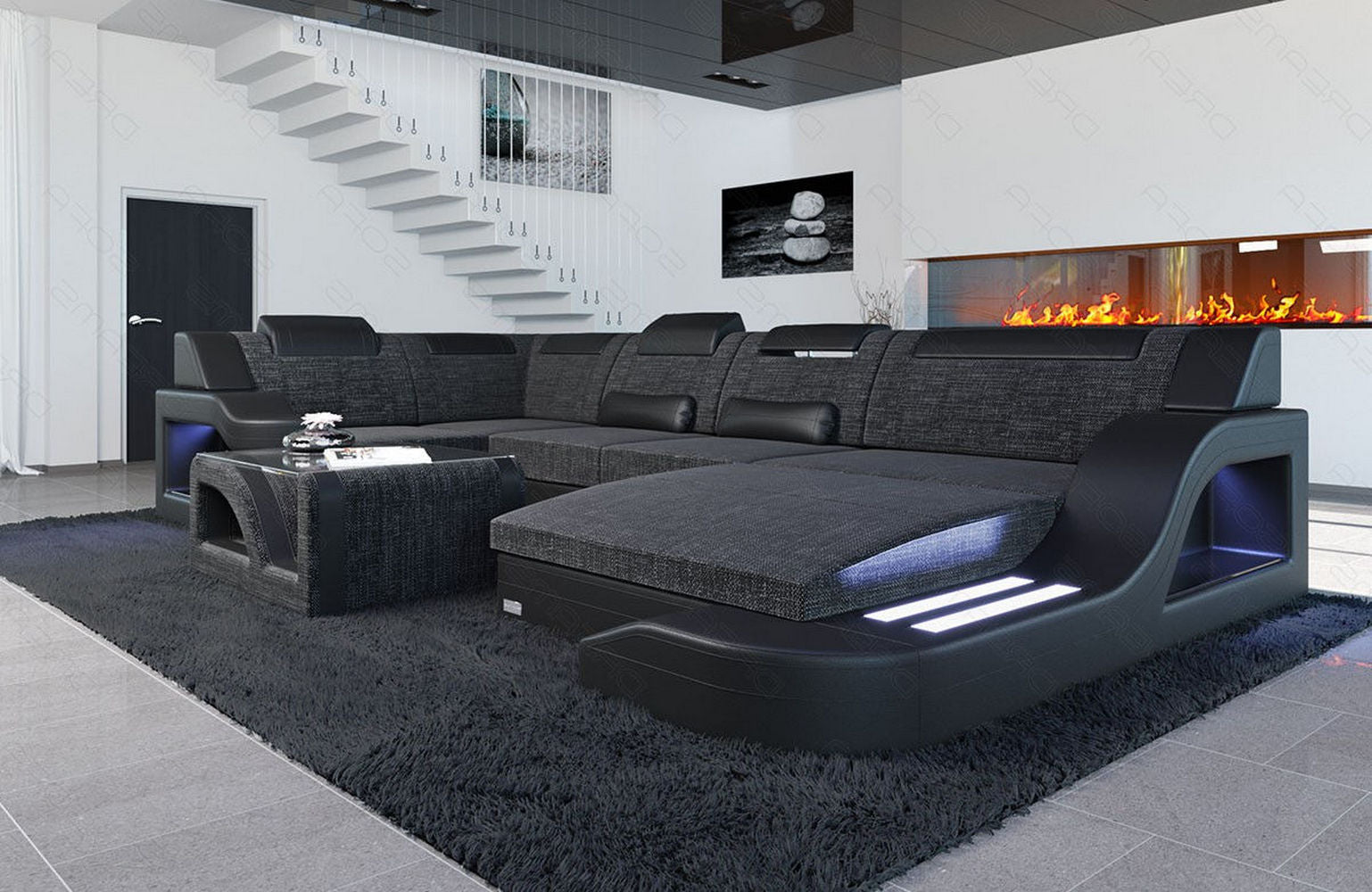 New Look Stoff-Wohnlandschaft Palermo LED