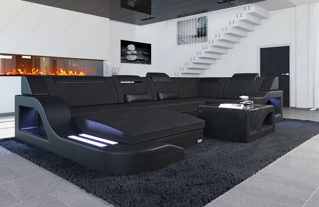 Stoff Wohnlandschaft Palermo U-Form