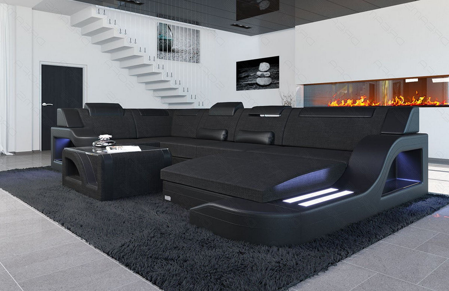 New Look Stoff-Wohnlandschaft Palermo LED