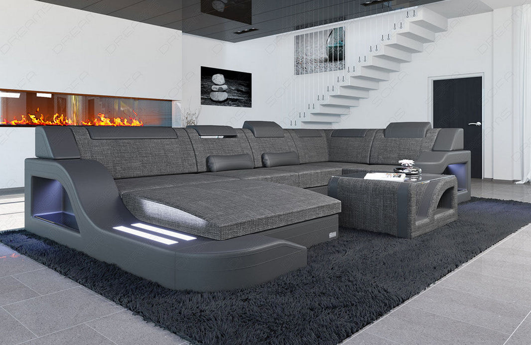 Stoff Wohnlandschaft Palermo U-Form