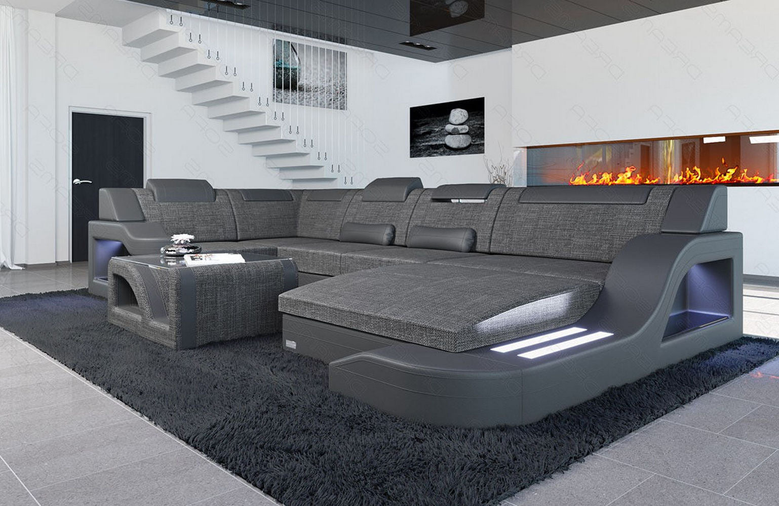 New Look Stoff-Wohnlandschaft Palermo LED