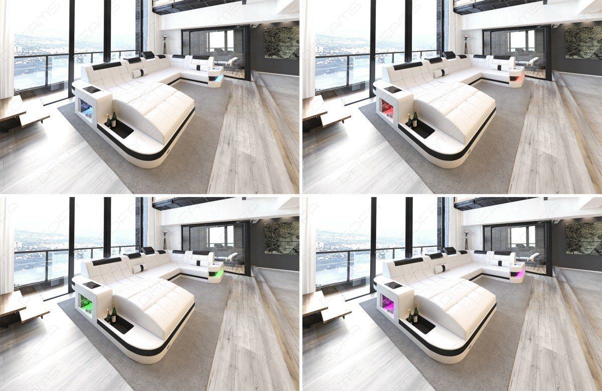 Stoff Wohnlandschaft Wave U-Form mit LED