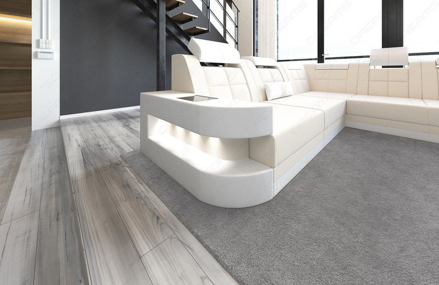 Stoff Wohnlandschaft Wave XL Materialmix