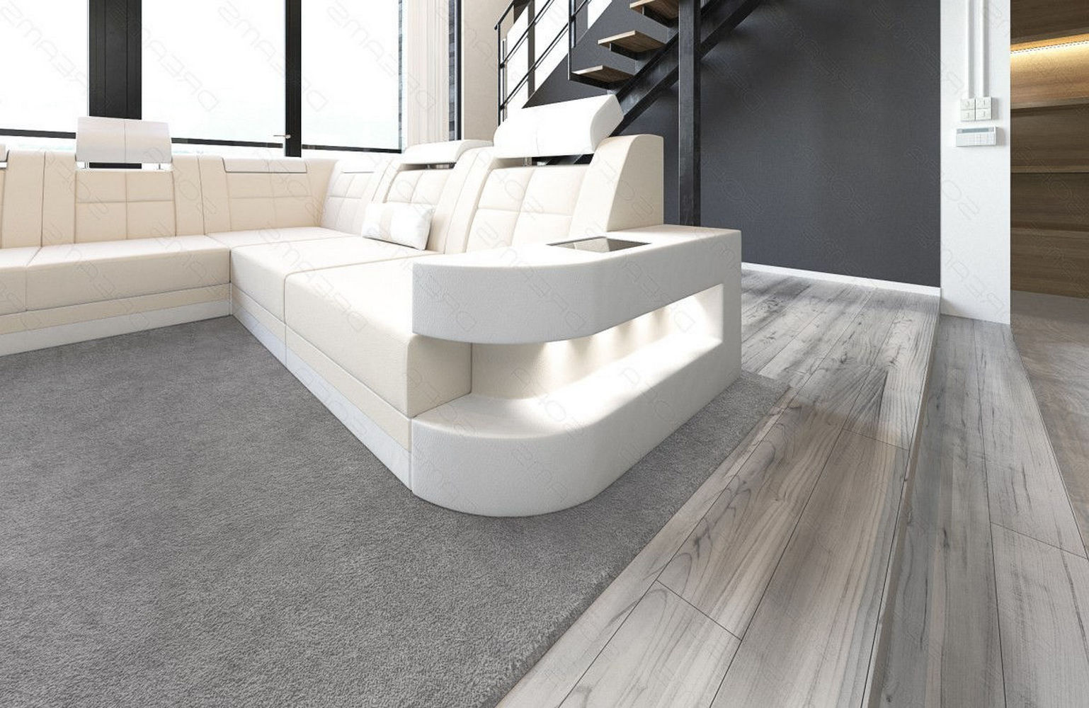 Stoff Wohnlandschaft Wave XL Materialmix