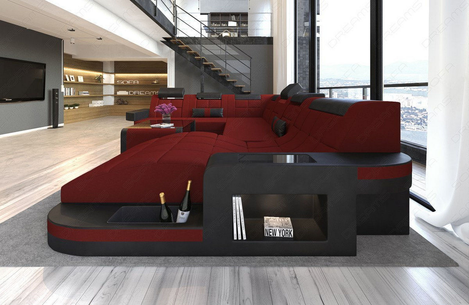 Stoff Wohnlandschaft Wave XL Materialmix